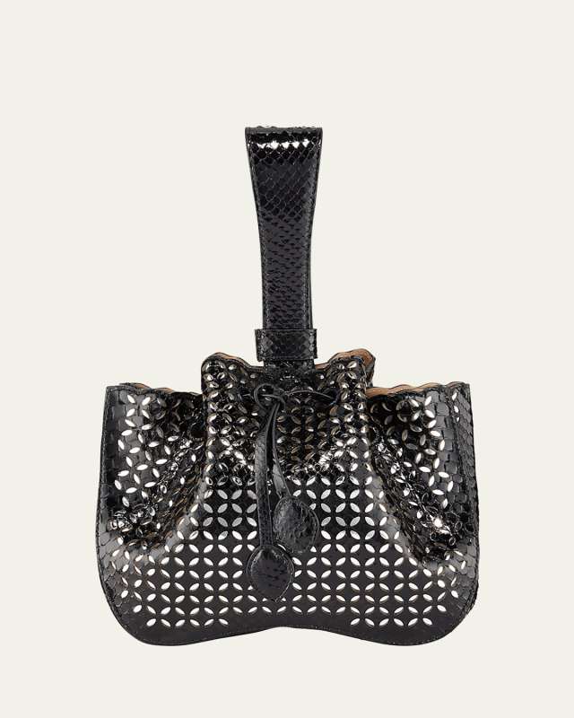 Rose Marie Small Python Wristlet Bucket Bag